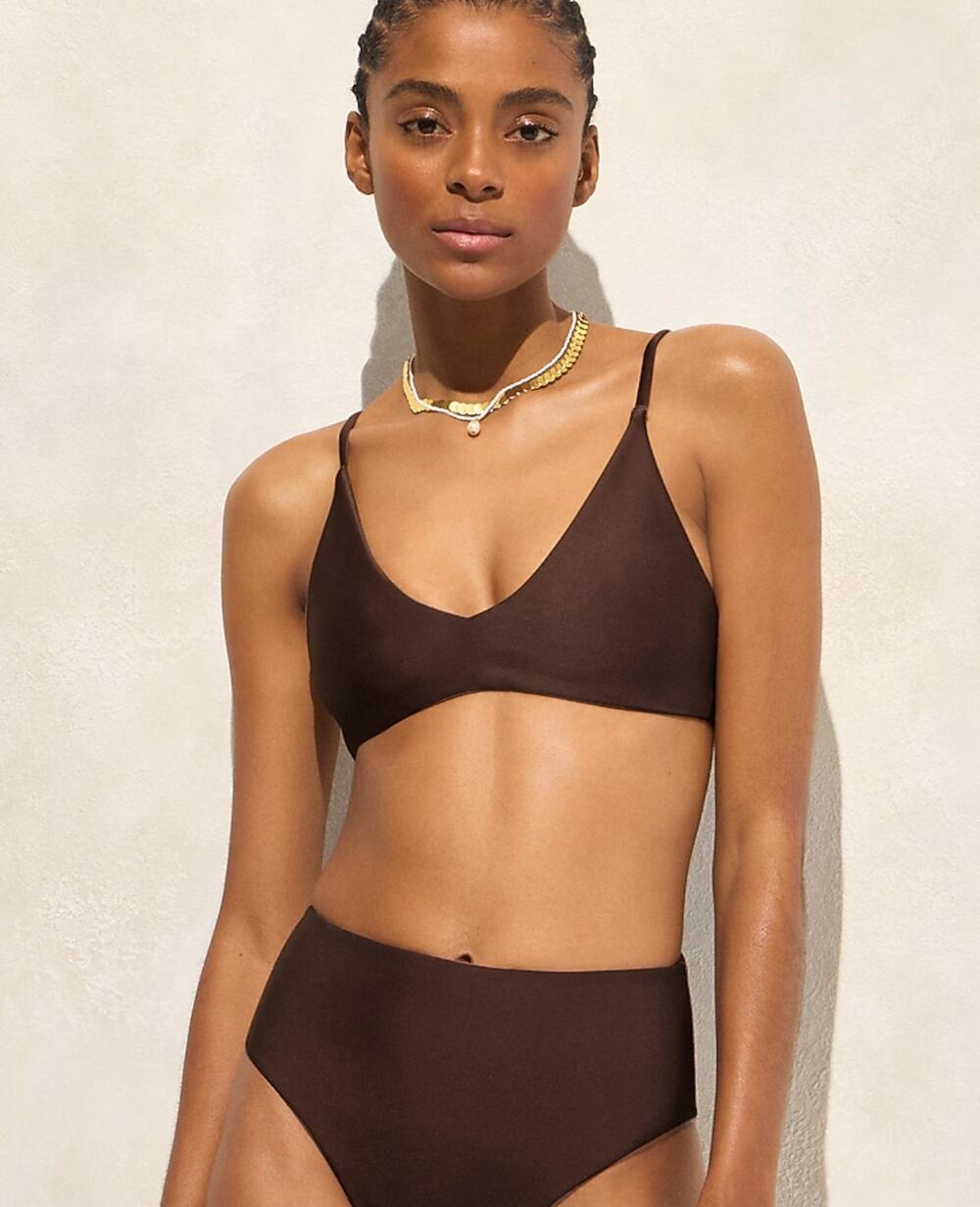J Crew Lana Bikini Top Classic Sculpt XS NWT Espresso Brown Swim CI681 J.Crew